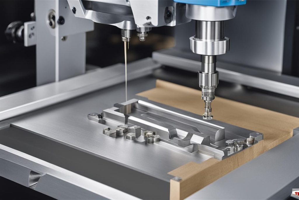 The featured image should contain a high-precision CNC machining process in action