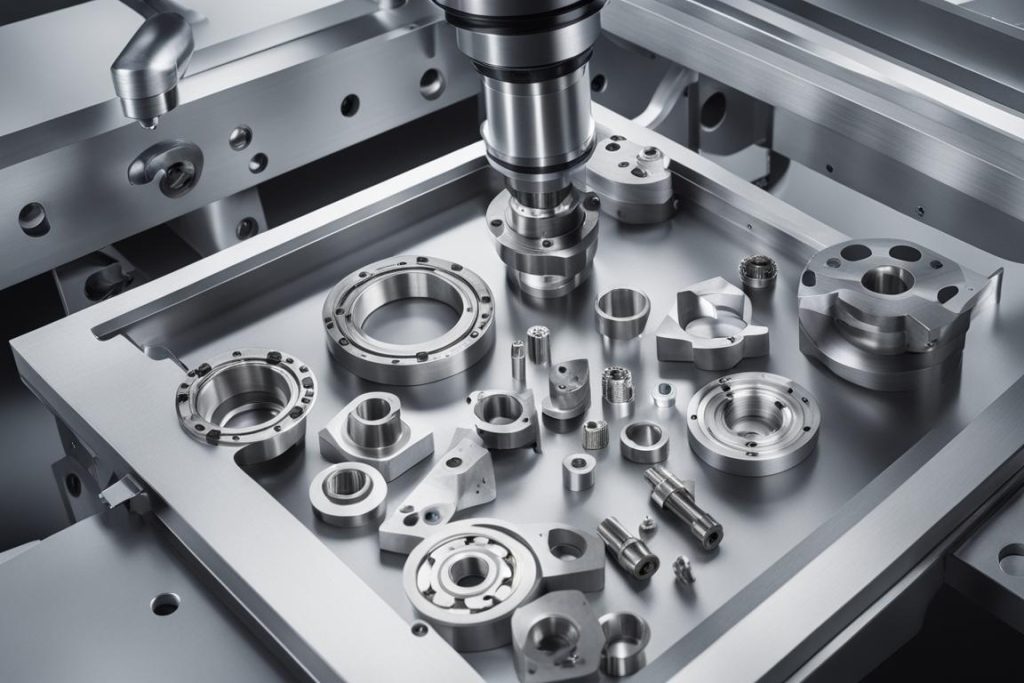The featured image should contain a high-tech Swiss CNC machining setup with metal fabricators worki